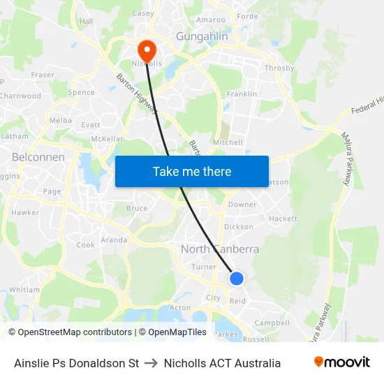 Ainslie Ps Donaldson St to Nicholls ACT Australia map