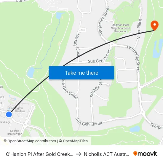 O'Hanlon Pl After Gold Creek Rd to Nicholls ACT Australia map