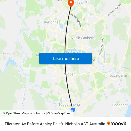 Ellerston Av Before Ashley Dr to Nicholls ACT Australia map
