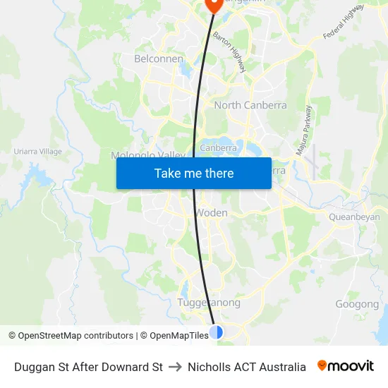 Duggan St After Downard St to Nicholls ACT Australia map