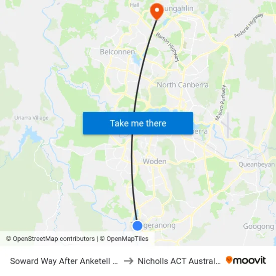 Soward Way After Anketell St to Nicholls ACT Australia map