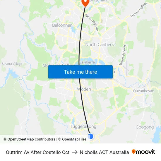 Outtrim Av After Costello Cct to Nicholls ACT Australia map