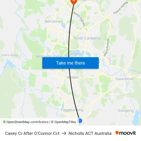 Casey Cr After O'Connor Cct to Nicholls ACT Australia map