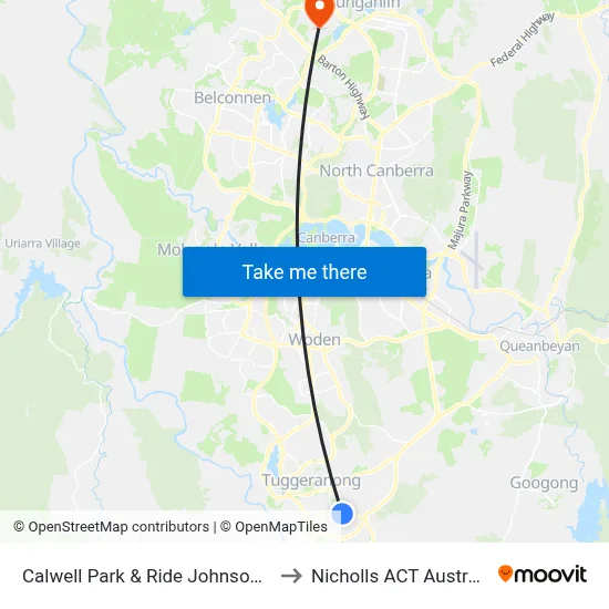 Calwell Park & Ride Johnson Dr to Nicholls ACT Australia map