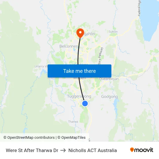 Were St After Tharwa Dr to Nicholls ACT Australia map