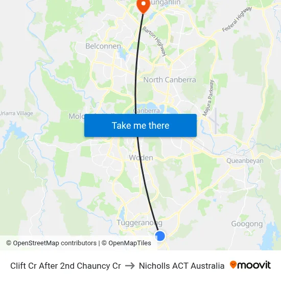Clift Cr After 2nd Chauncy Cr to Nicholls ACT Australia map