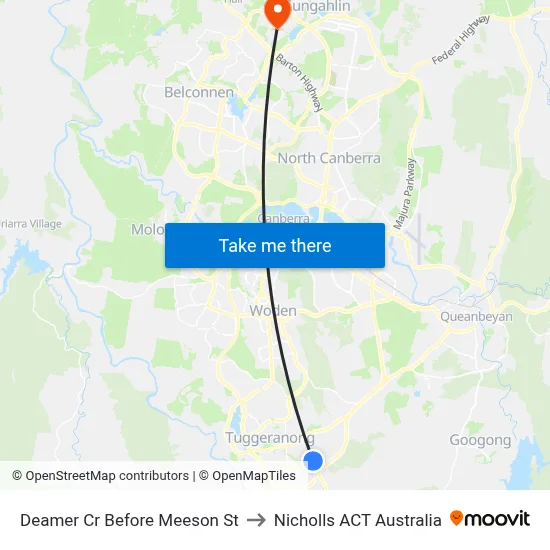 Deamer Cr Before Meeson St to Nicholls ACT Australia map