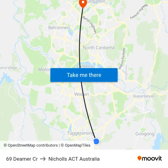 69 Deamer Cr to Nicholls ACT Australia map