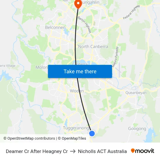Deamer Cr After Heagney Cr to Nicholls ACT Australia map