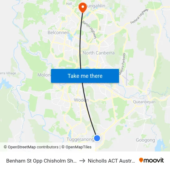 Benham St Opp Chisholm Shops to Nicholls ACT Australia map