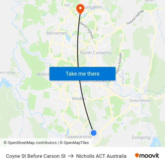 Coyne St Before Carson St to Nicholls ACT Australia map