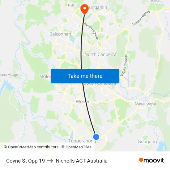Coyne St Opp 19 to Nicholls ACT Australia map