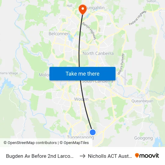 Bugden Av Before 2nd Larcombe Cr to Nicholls ACT Australia map