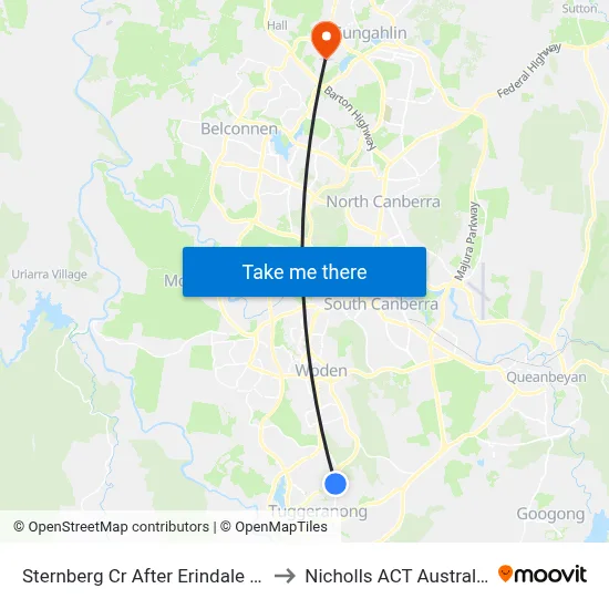 Sternberg Cr After Erindale Dr to Nicholls ACT Australia map