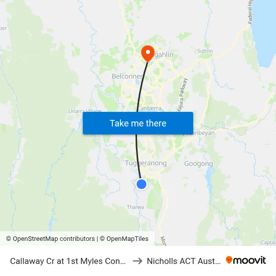 Callaway Cr at 1st Myles Connell Cr to Nicholls ACT Australia map
