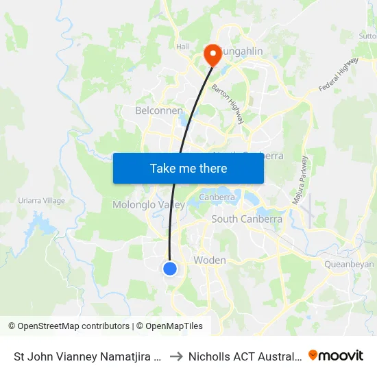 St John Vianney Namatjira Dr to Nicholls ACT Australia map