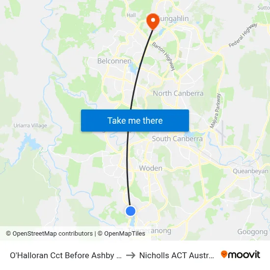 O'Halloran Cct Before Ashby Cct to Nicholls ACT Australia map
