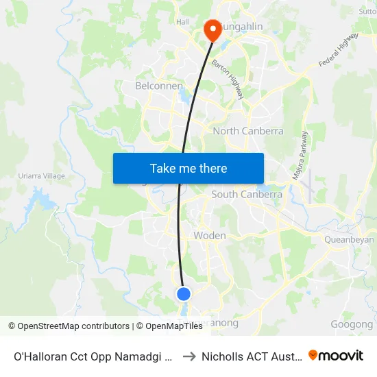 O'Halloran Cct Opp Namadgi School to Nicholls ACT Australia map