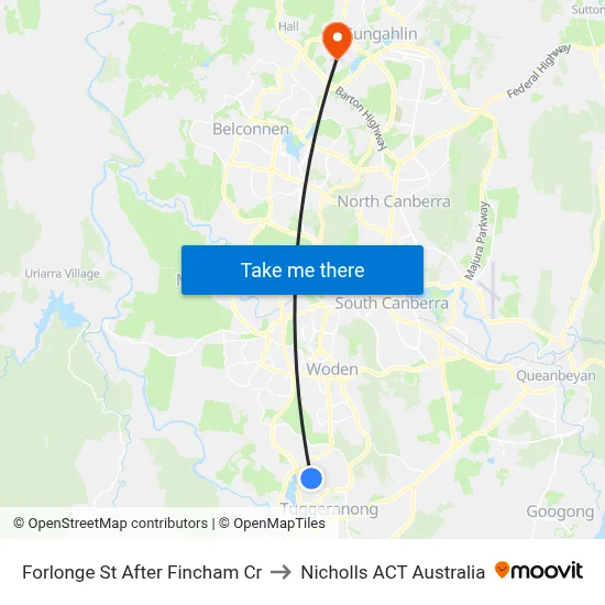 Forlonge St After Fincham Cr to Nicholls ACT Australia map