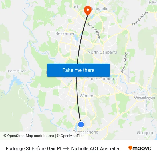 Forlonge St Before Gair Pl to Nicholls ACT Australia map