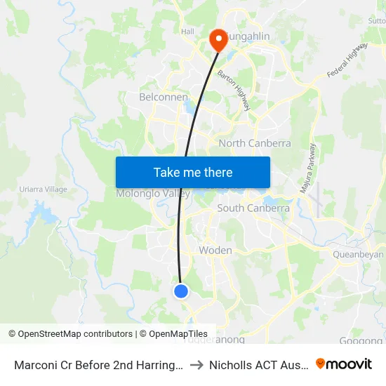 Marconi Cr Before 2nd Harrington Cct to Nicholls ACT Australia map