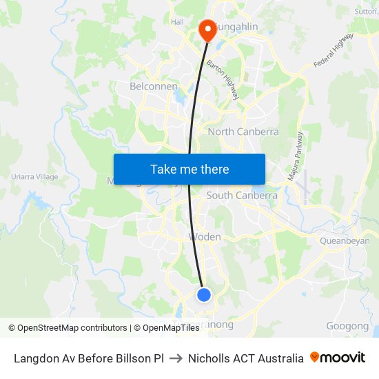 Langdon Av Before Billson Pl to Nicholls ACT Australia map