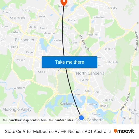 State Cir After Melbourne Av to Nicholls ACT Australia map