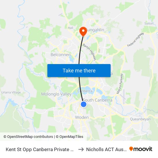 Kent St Opp Canberra Private Hospital to Nicholls ACT Australia map