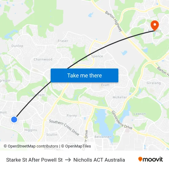 Starke St After Powell St to Nicholls ACT Australia map