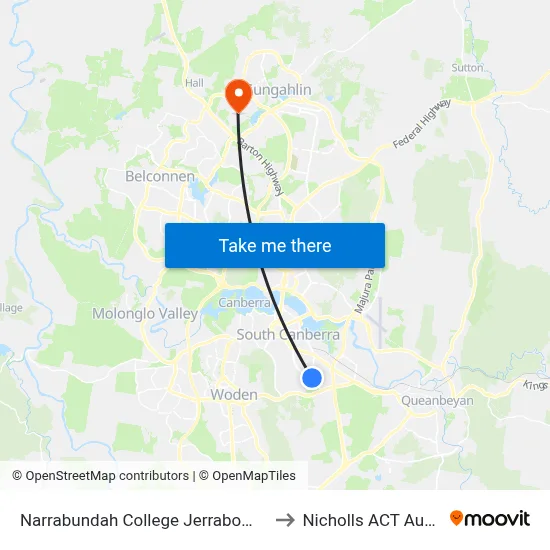 Narrabundah College Jerrabomberra Av to Nicholls ACT Australia map