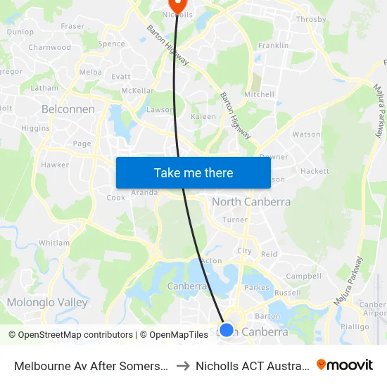 Melbourne Av After Somers Cr to Nicholls ACT Australia map