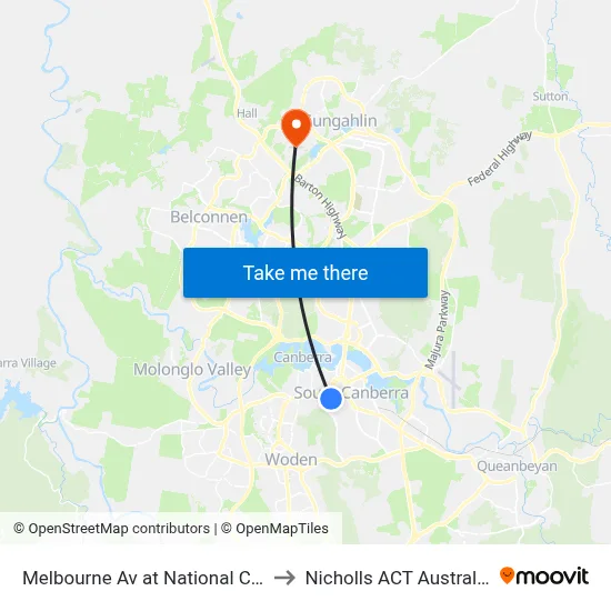Melbourne Av at National Cct to Nicholls ACT Australia map
