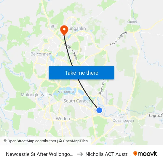 Newcastle St After Wollongong St to Nicholls ACT Australia map