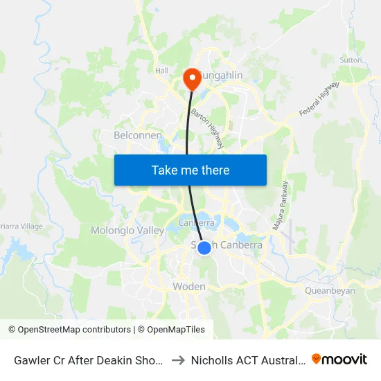 Gawler Cr After Deakin Shops to Nicholls ACT Australia map