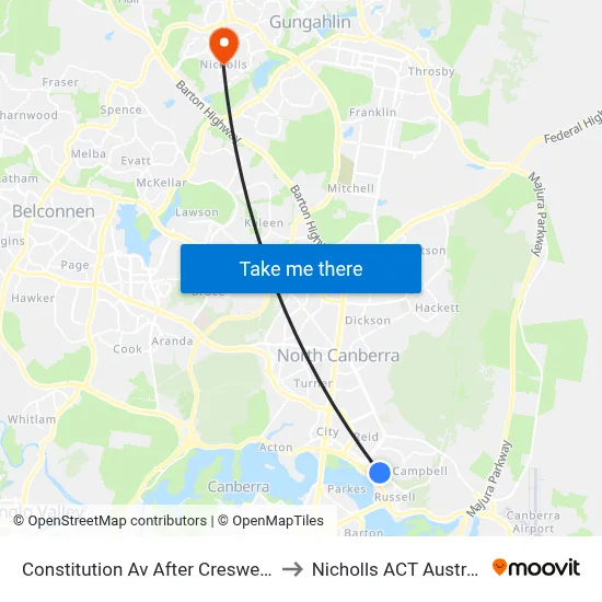 Constitution Av After Creswell St to Nicholls ACT Australia map