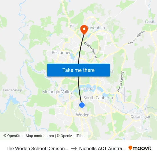 The Woden School Denison St to Nicholls ACT Australia map