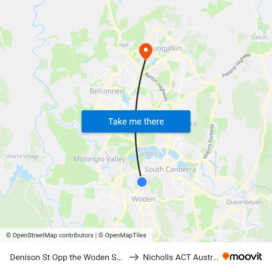 Denison St Opp the Woden School to Nicholls ACT Australia map