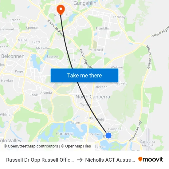 Russell Dr Opp Russell Offices to Nicholls ACT Australia map