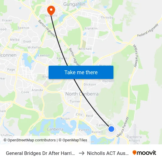 General Bridges Dr After Harrison Rd to Nicholls ACT Australia map