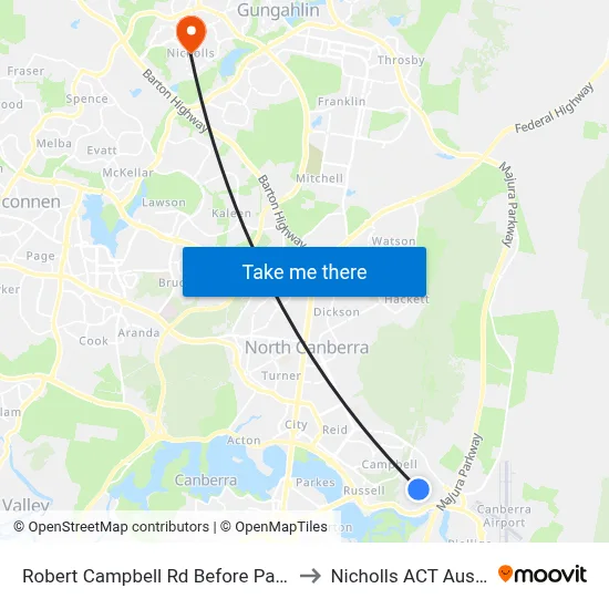 Robert Campbell Rd Before Parnell Rd to Nicholls ACT Australia map