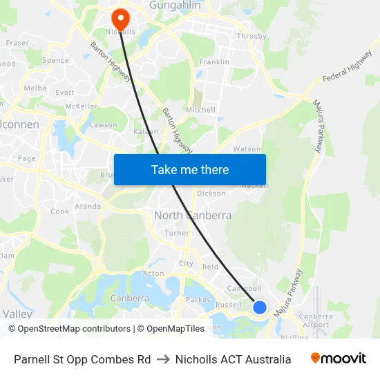 Parnell St Opp Combes Rd to Nicholls ACT Australia map