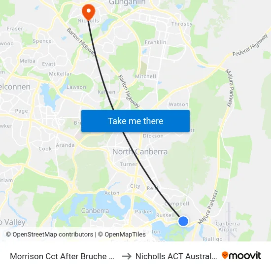 Morrison Cct After Bruche Rd to Nicholls ACT Australia map