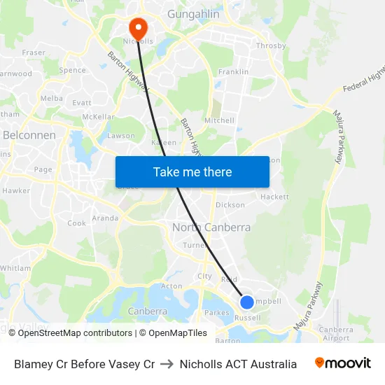 Blamey Cr Before Vasey Cr to Nicholls ACT Australia map