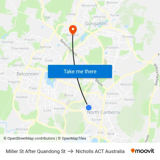 Miller St After Quandong St to Nicholls ACT Australia map