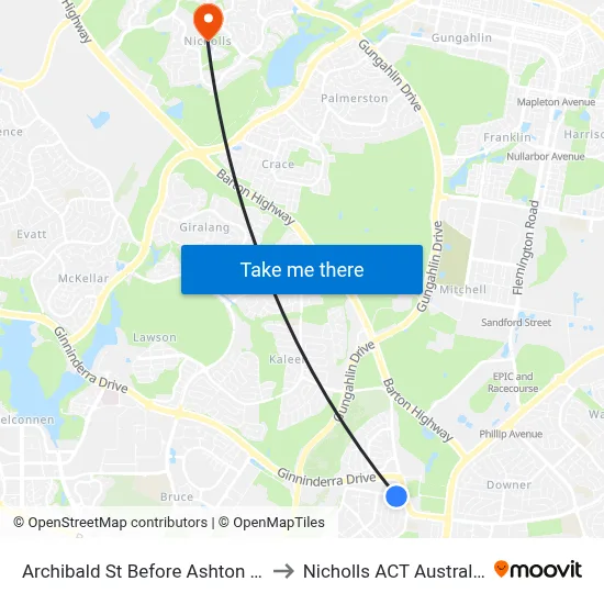 Archibald St Before Ashton St to Nicholls ACT Australia map