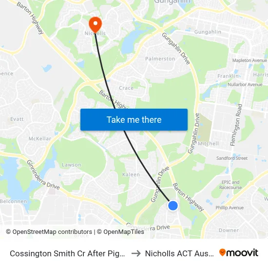 Cossington Smith Cr After Piguenit Cl to Nicholls ACT Australia map