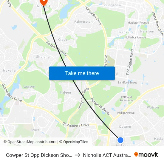 Cowper St Opp Dickson Shops to Nicholls ACT Australia map