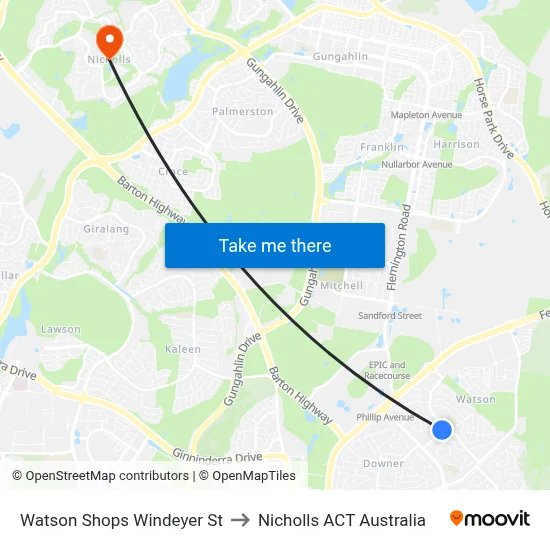 Watson Shops Windeyer St to Nicholls ACT Australia map