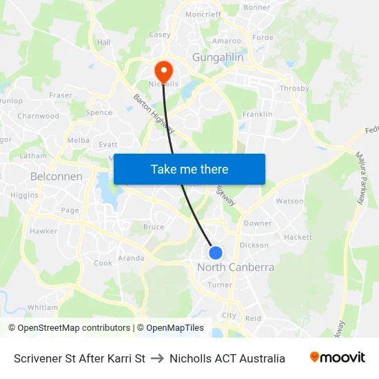 Scrivener St After Karri St to Nicholls ACT Australia map
