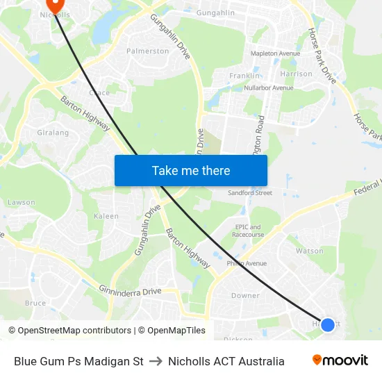 Blue Gum Ps Madigan St to Nicholls ACT Australia map